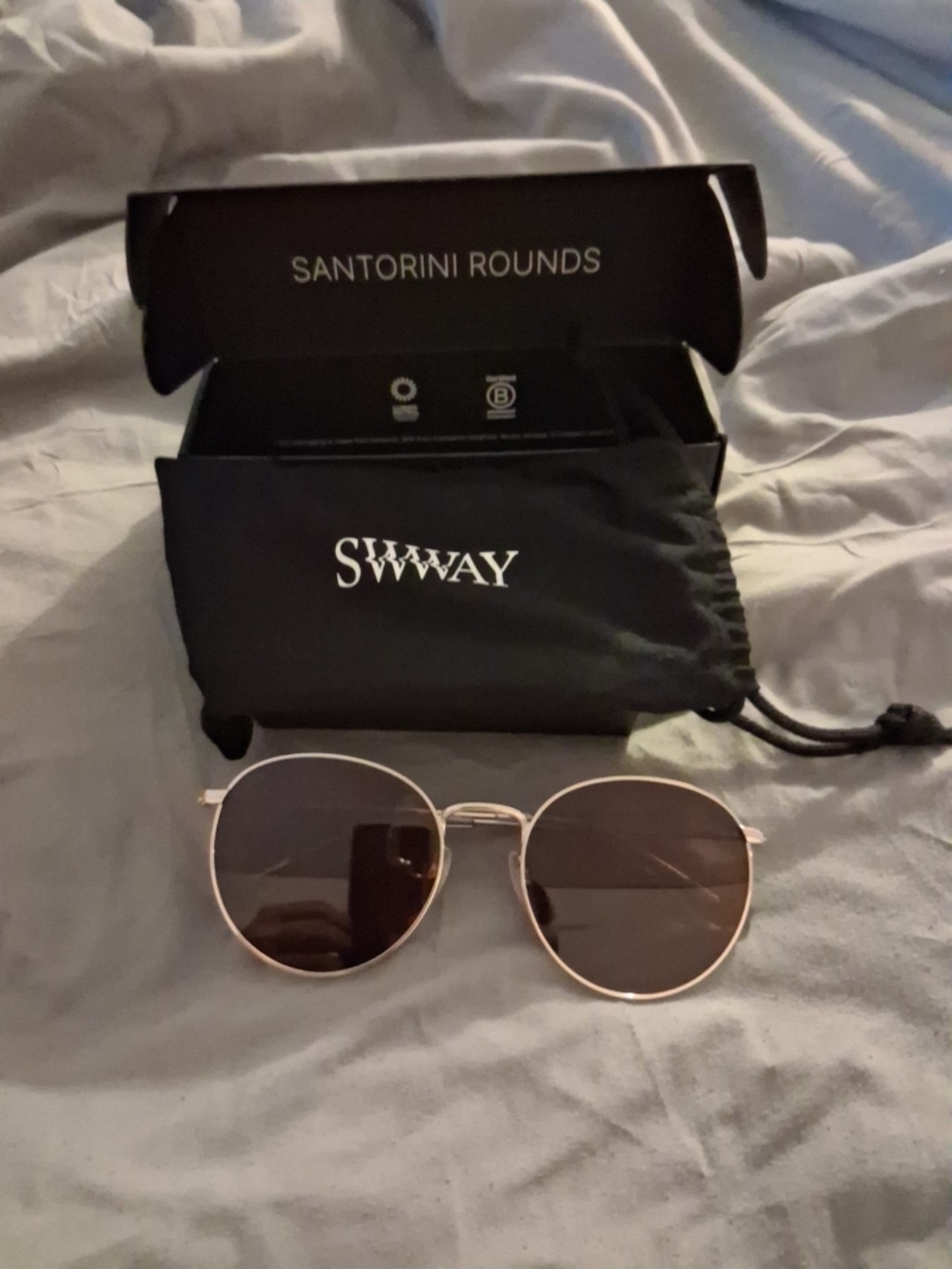 Santorini Rounds Women's Rose Gold Sunglasses with Brown Lenses